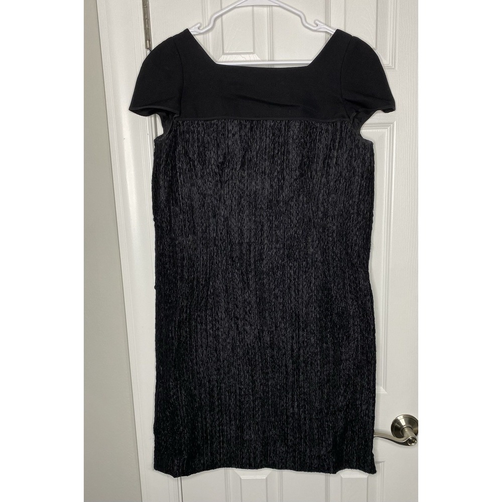 Narciso Rodriguez Women's Short Sleeve Textured Fringe Dress Black Size 44 US 8